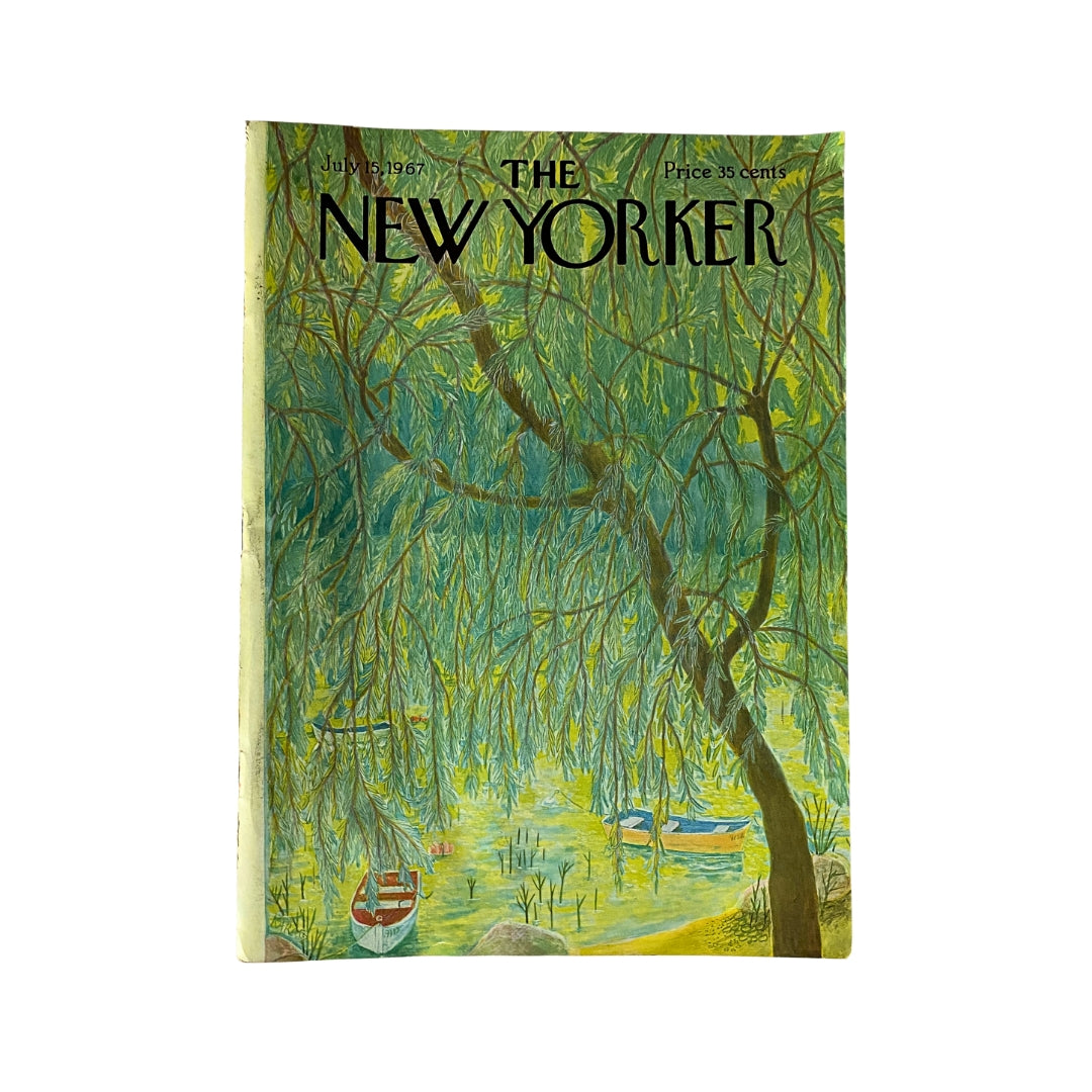 Cover of The New Yorker magazine dated July 15, 1967 featuring an artistic illustration by Ilonka Karasz, showcasing vibrant colors and a serene landscape.