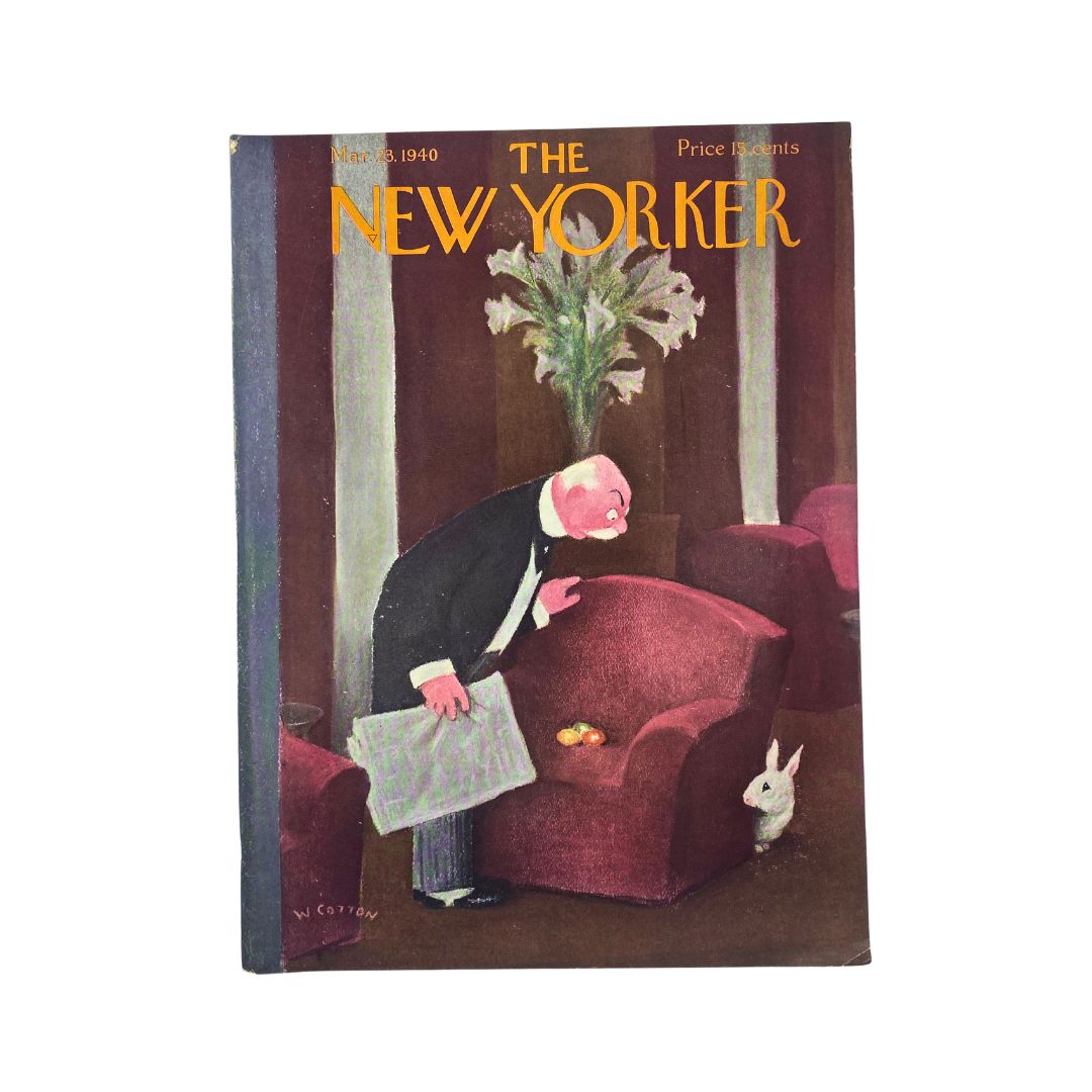 Cover of The New Yorker, March 23, 1940, featuring an illustration by William Cotton, VG condition