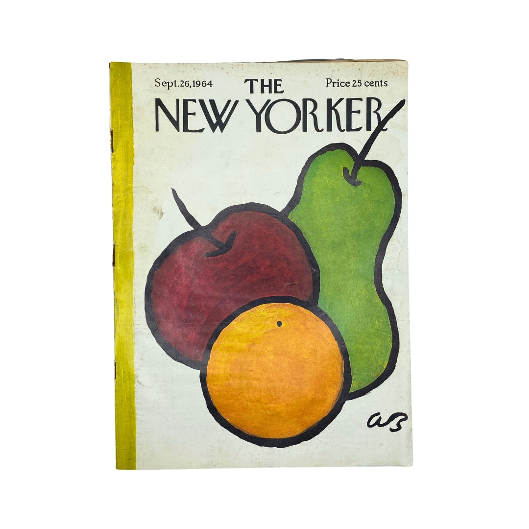 Cover of The New Yorker magazine dated September 26, 1964, featuring colorful fruits in an artistic design by Abe Birnbaum.