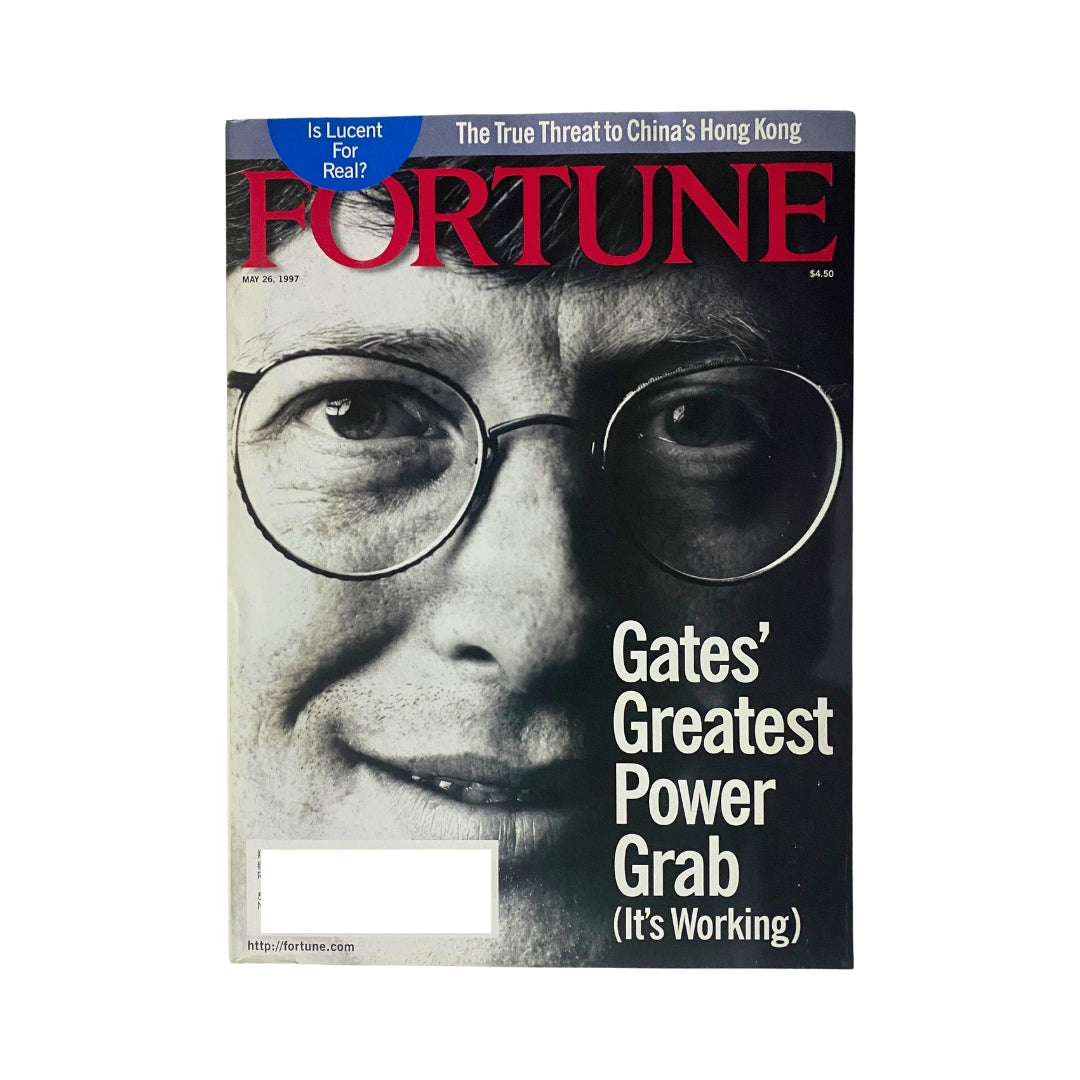 Fortune Magazine cover from May 26, 1997 featuring the title 'Gates' Greatest Power Grab (It's Working)', highlighting Bill Gates and discussing Microsoft’s future with Windows NT.
