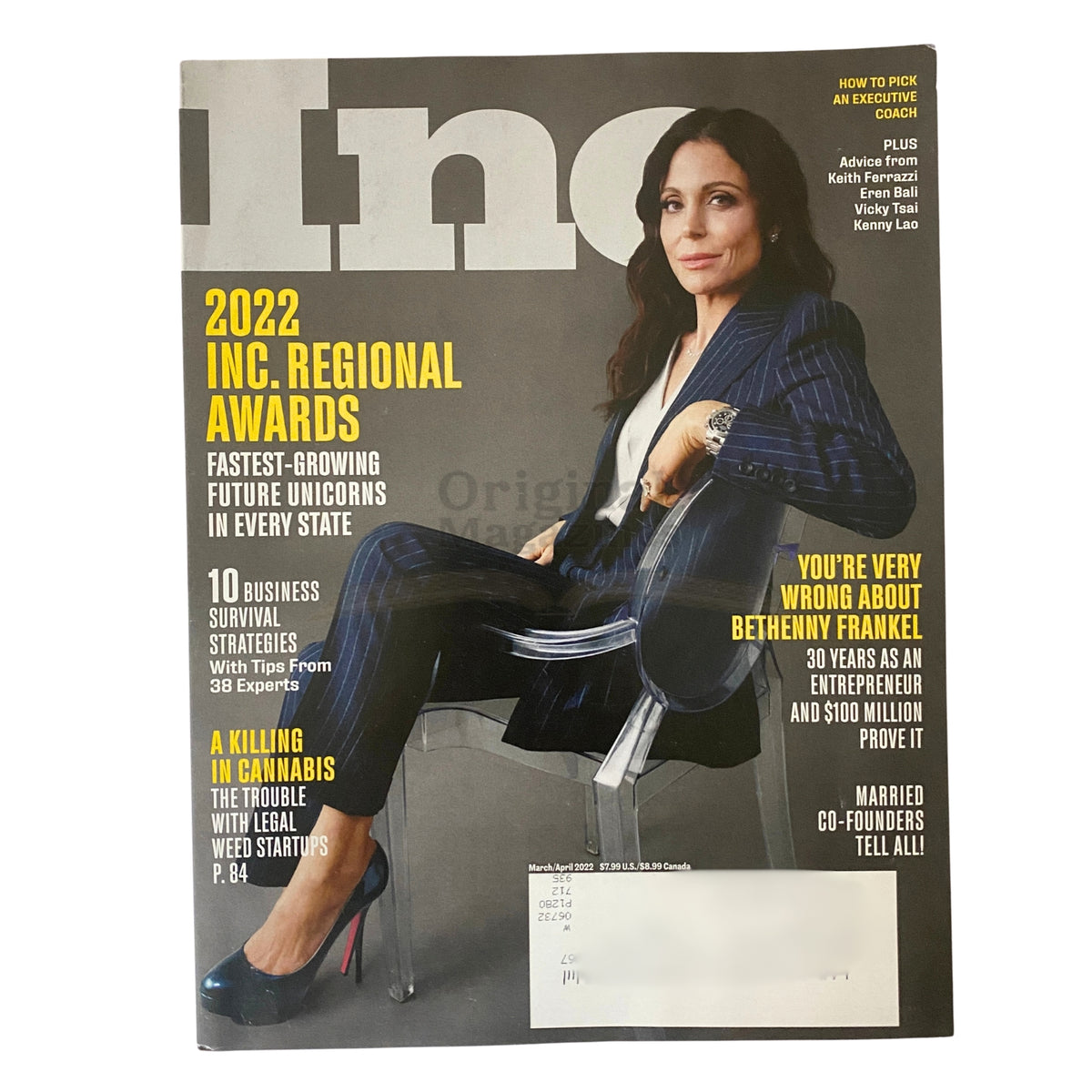 Inc. Magazine March / April 2022 featuring Bethenny Frankel on the cover, highlighting the 2022 Inc. Regional Awards, entrepreneurial advice, and relevant business insights.