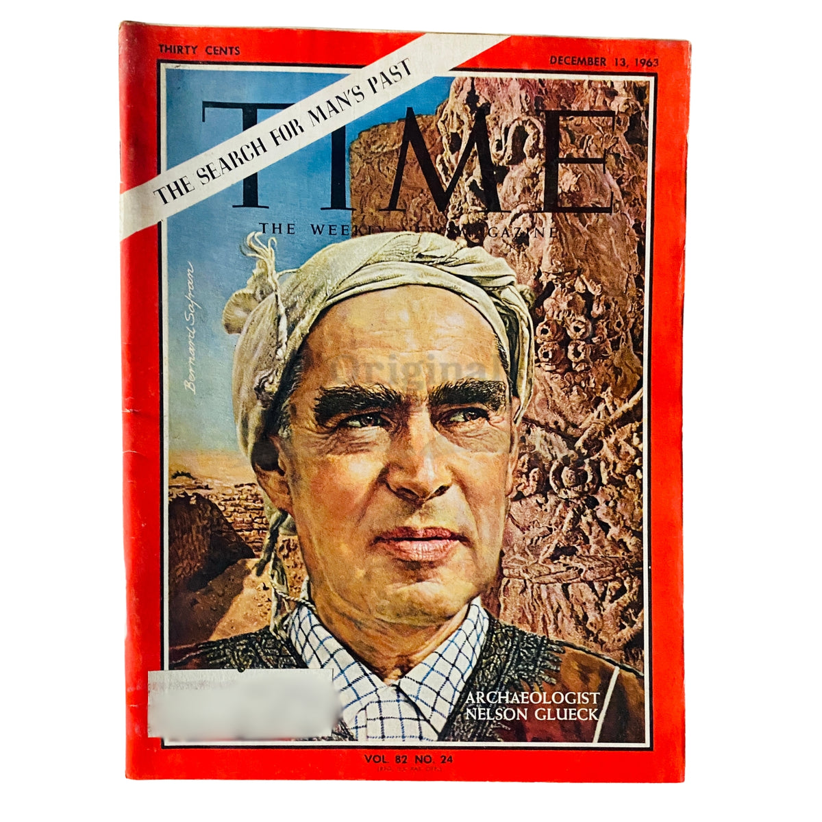 Cover of Time Magazine, December 13, 1963, featuring archaeologist Nelson Glueck, showcasing significant cultural events from the early 1960s.