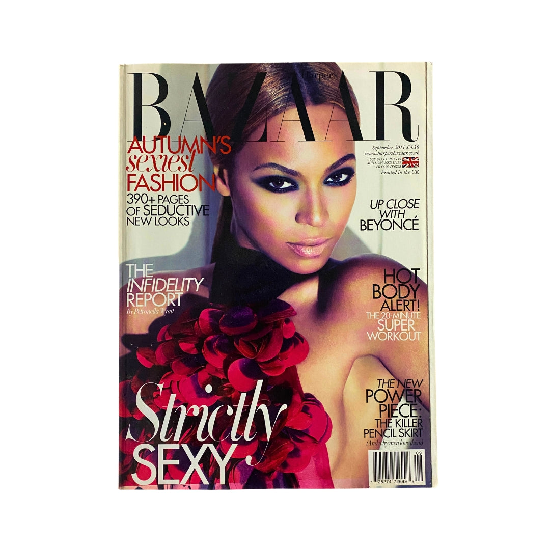 Cover of Harper's Bazaar UK Magazine September 2011 featuring Beyonce Knowles, showcasing autumn's sexiest fashion with bold editorial design.