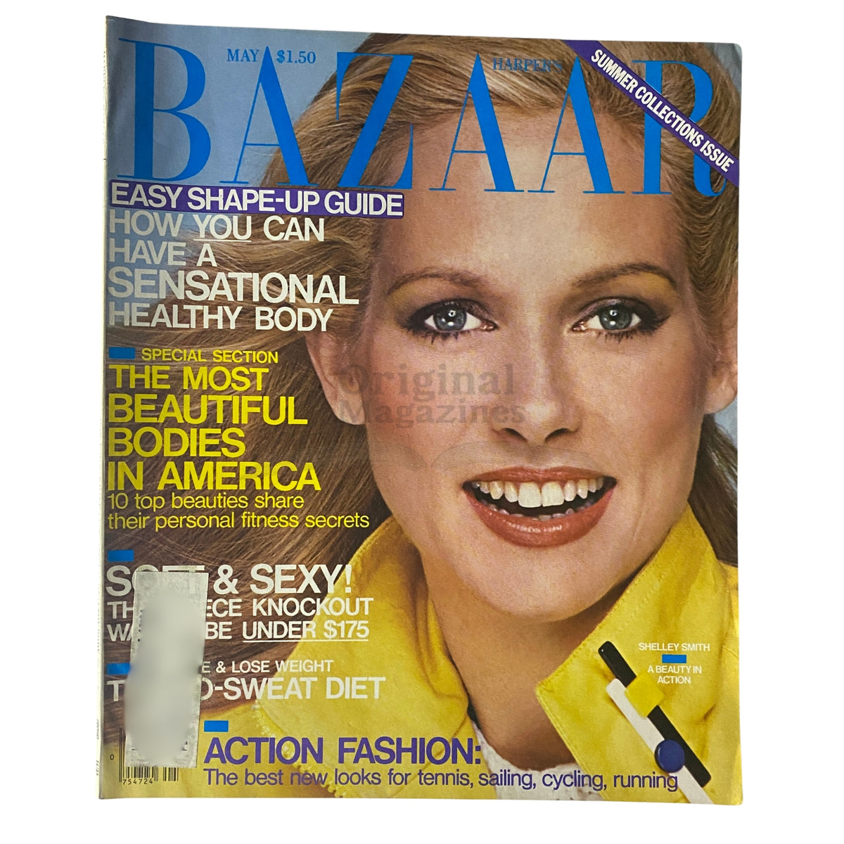 Cover of Harper's Bazaar Magazine May 1980 featuring Shelley Smith, highlighting fashion trends and beauty insights from the era.