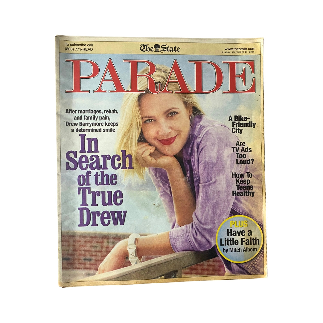 The State Parade Magazine September 27, 2009 featuring Drew Barrymore on the cover, representing pop culture of the late 2000s.