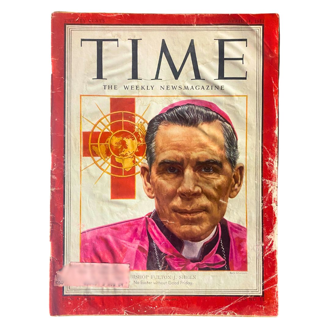Cover of Time Magazine, April 14, 1952, Vol. 59, No. 15, featuring Fulton J. Sheen