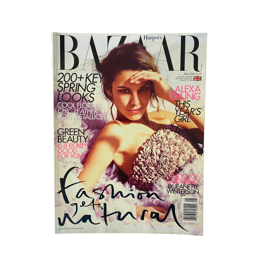 Cover of Harper's Bazaar UK Magazine May 2009 featuring Alexa Chung, showcasing fashion trends and styles with the headline 'Fashion gets natural'.