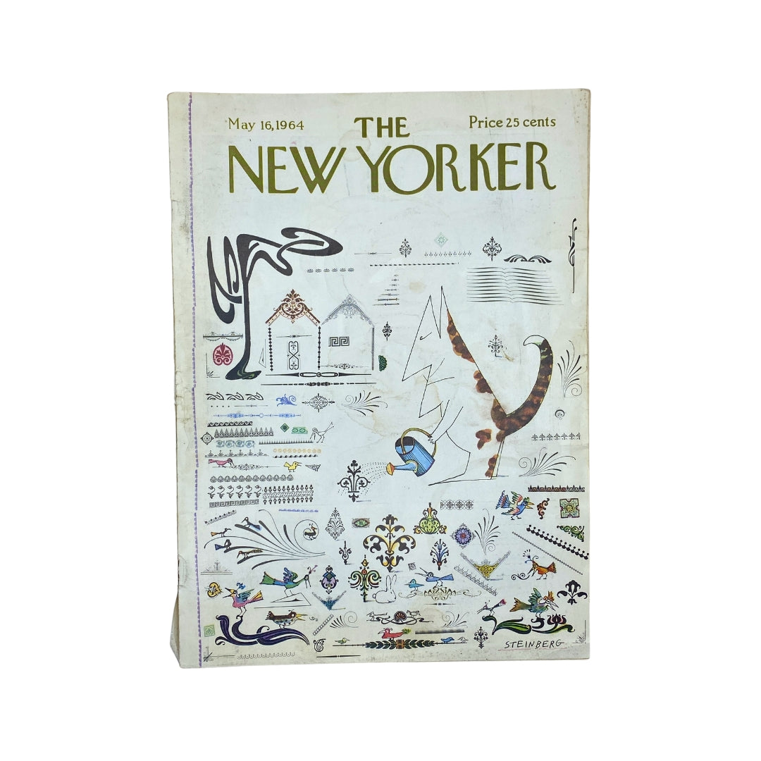 The New Yorker Complete Magazine May 16, 1964 Saul Steinberg Cover featuring colorful illustrations and unique designs.