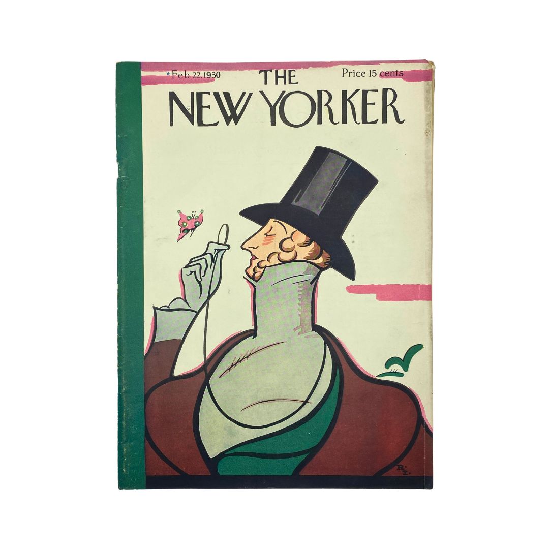 Cover of The New Yorker, February 22, 1930, featuring artwork by Rea Irvin