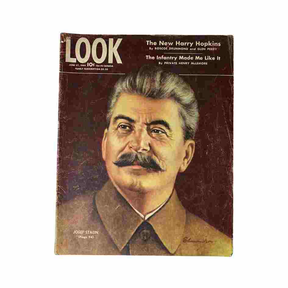 Vintage Look Magazine June 27, 1944 Joseph Stalin Cover, The New Harry Hopkins