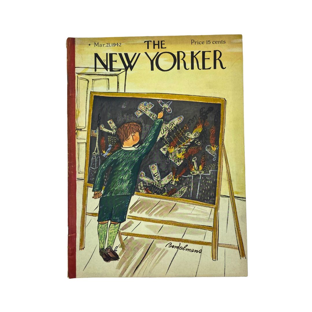 The New Yorker, March 21, 1942: Complete magazine with cover artwork by Ludwig Bemelmans, in VG condition