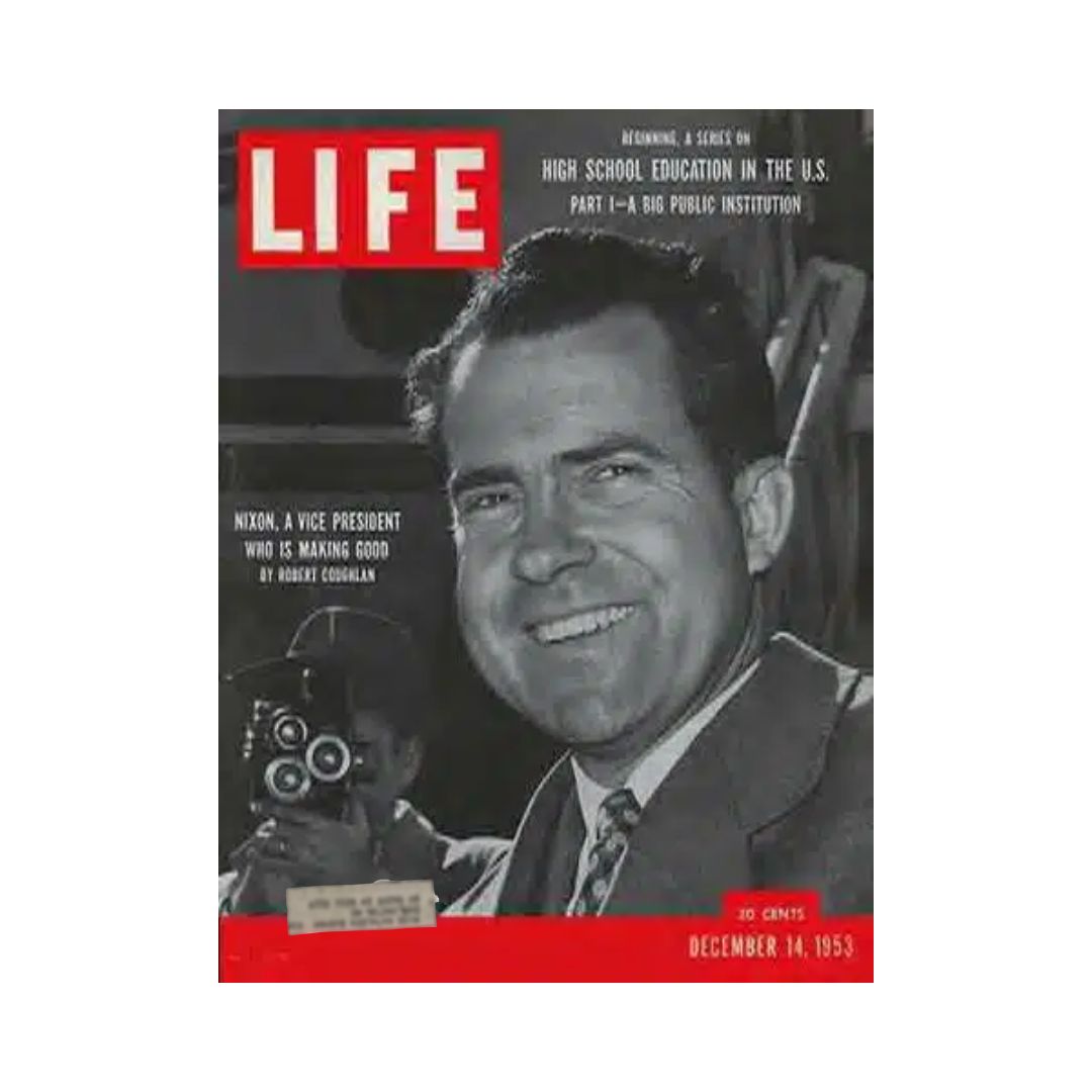 Vintage Life Magazine cover from December 14, 1953, featuring Vice President Richard Nixon, highlighting significant moments in American history.