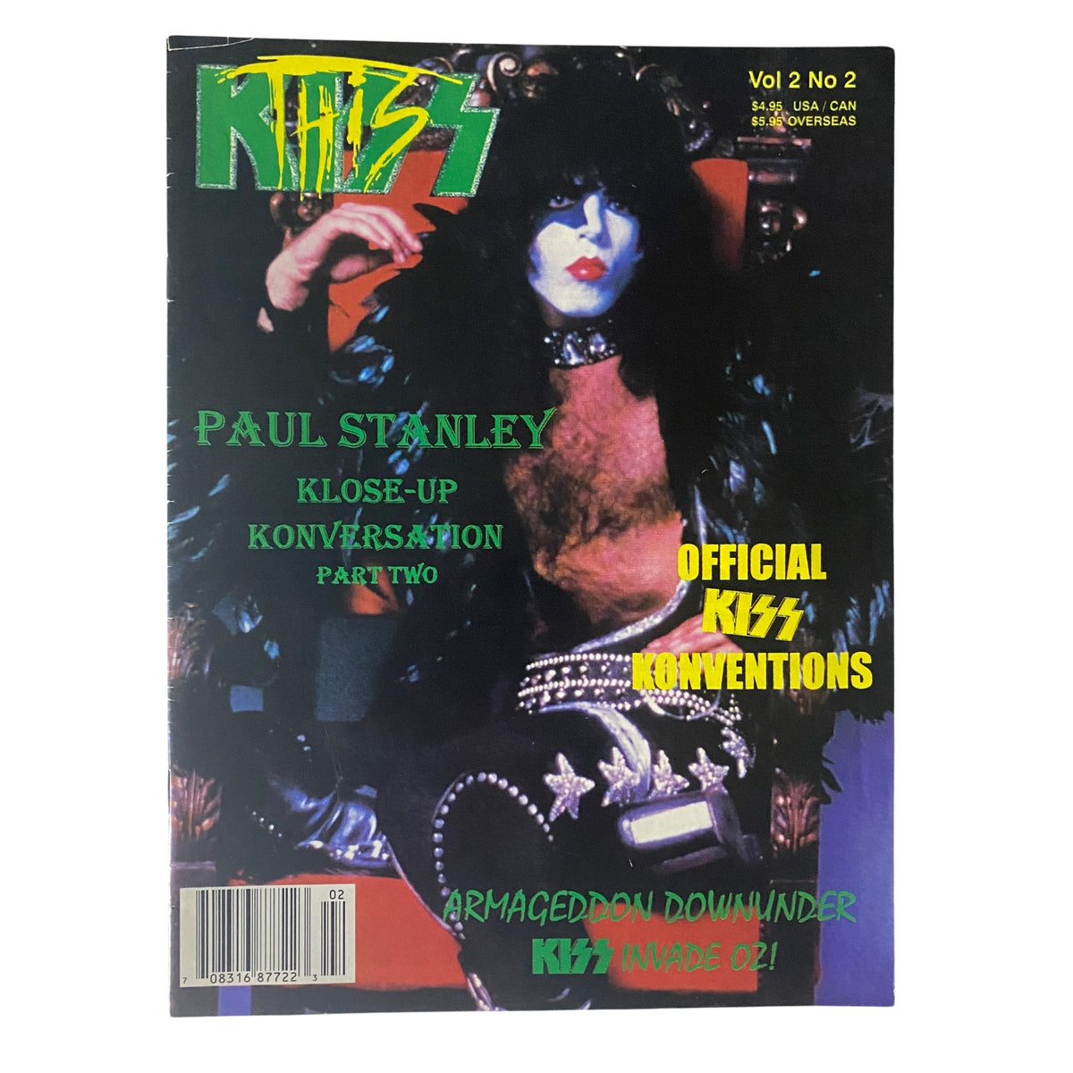 This Kiss Vol 2 No 2 cover featuring Paul Stanley, showcasing KISS historical content and collectibles.