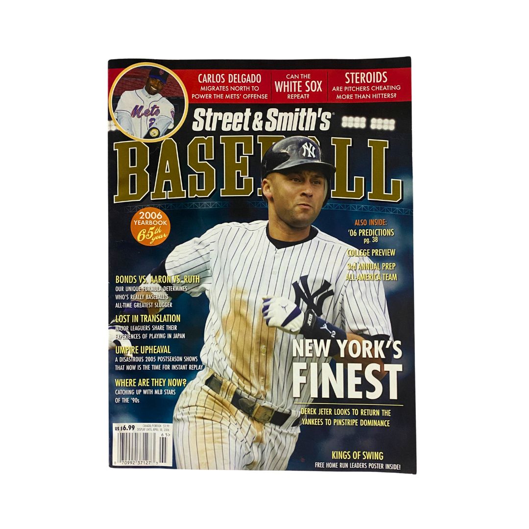 Cover of Street & Smith's Baseball Magazine 2006 featuring New York Yankees star Derek Jeter, depicted in a classic baseball uniform, highlighting baseball history.