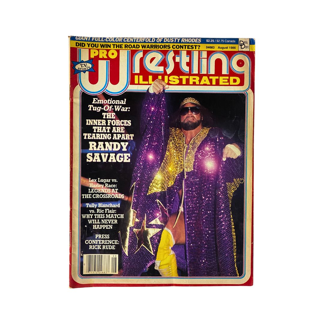 Pro Wrestling Illustrated Magazine August 1986 Randy Savage w Poster No Label