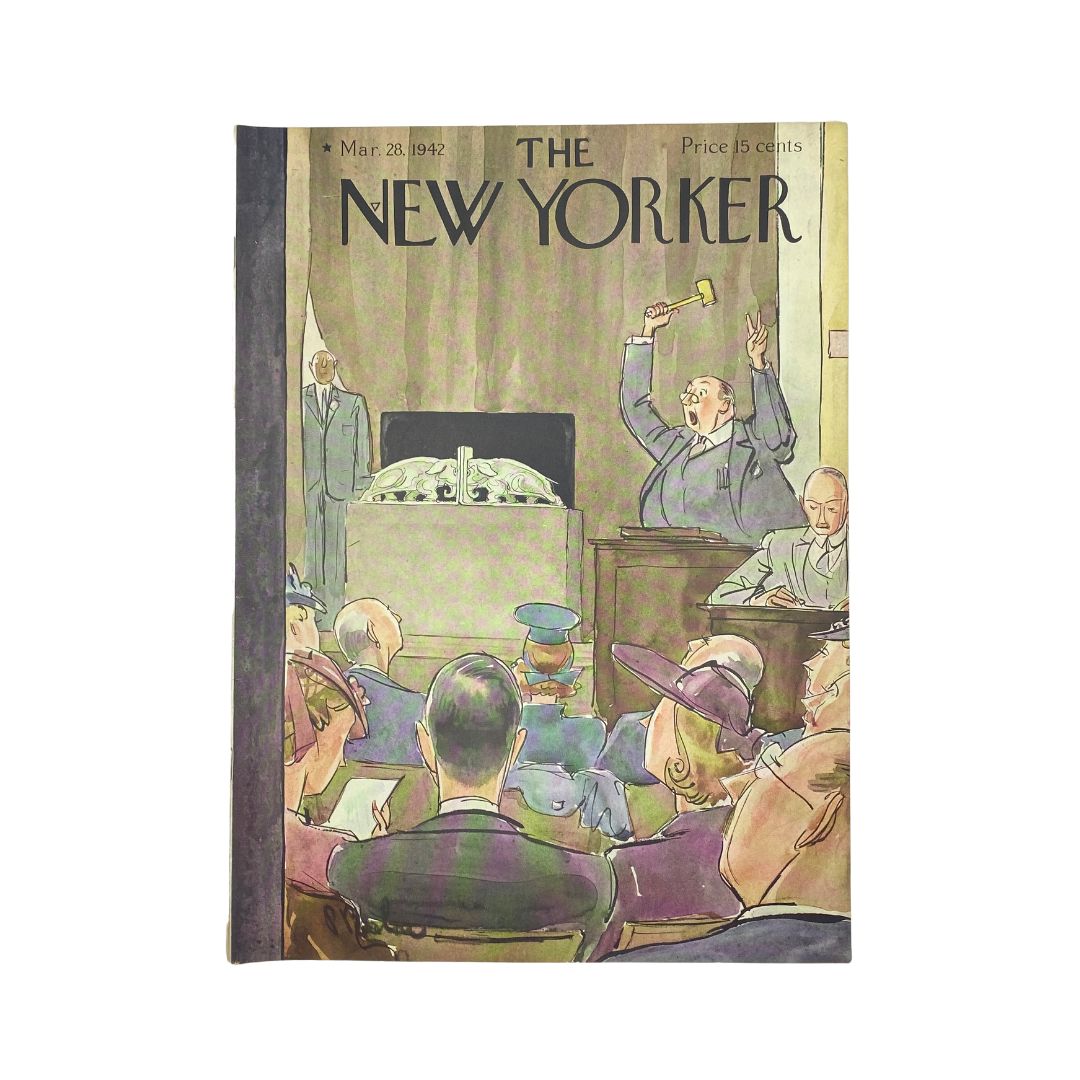 The New Yorker, March 28, 1942: Complete magazine with cover artwork by Perry Barlow, in VG condition
