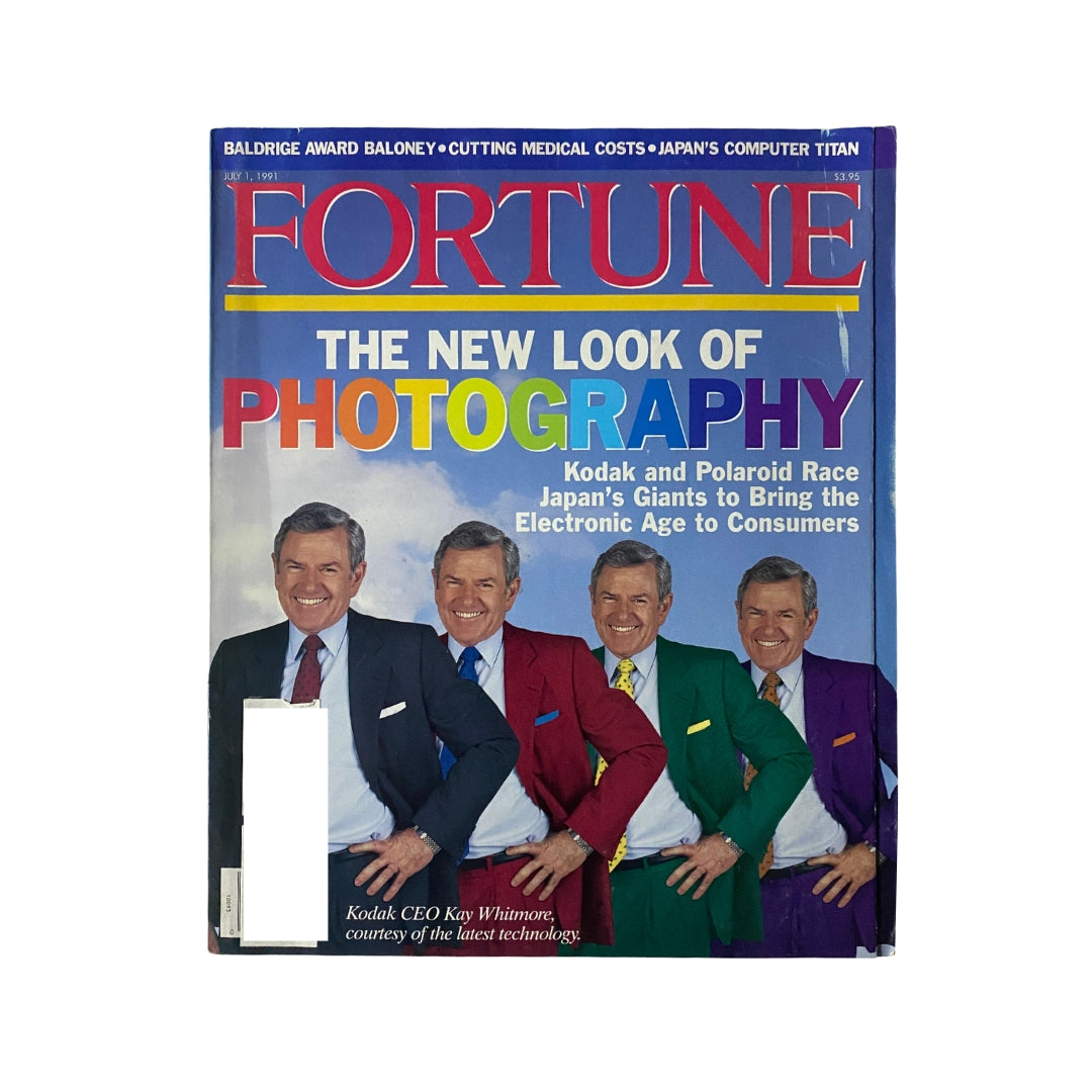 Fortune Magazine cover from July 1, 1991 featuring Kodak CEO Kay Whitmore and the headline 'The New Look of Photography'. The cover highlights competition in photography technology.