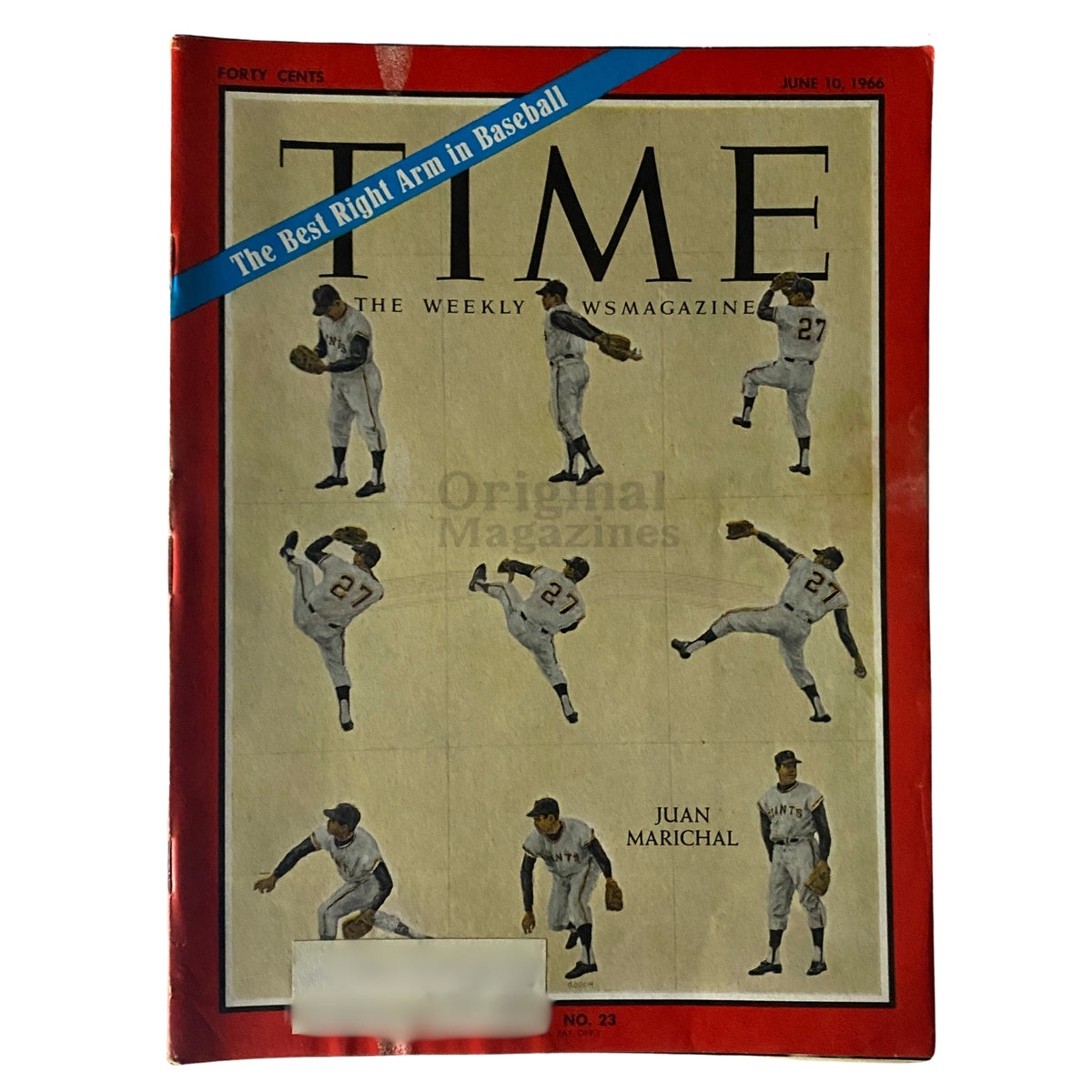 Time Magazine June 10 1966 featuring Juan Marichal on the cover, showcasing the iconic San Francisco Giants pitcher with images of him in action, a historical collectible from the 1960s.