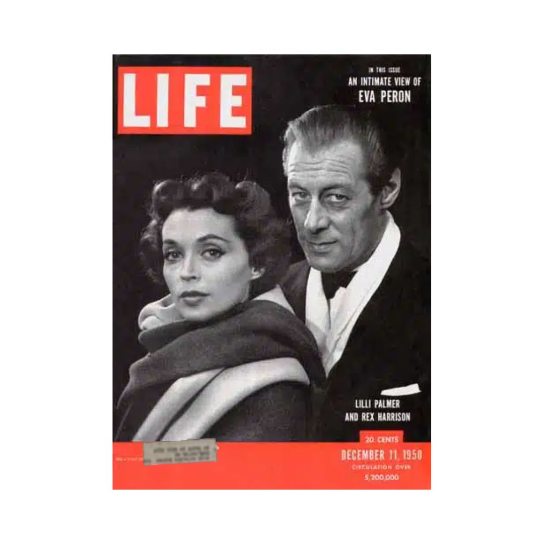 VTG Life Magazine Cover from December 11, 1950 featuring Lilli Palmer and Rex Harrison, showcasing a cultural snapshot from the 1950s.