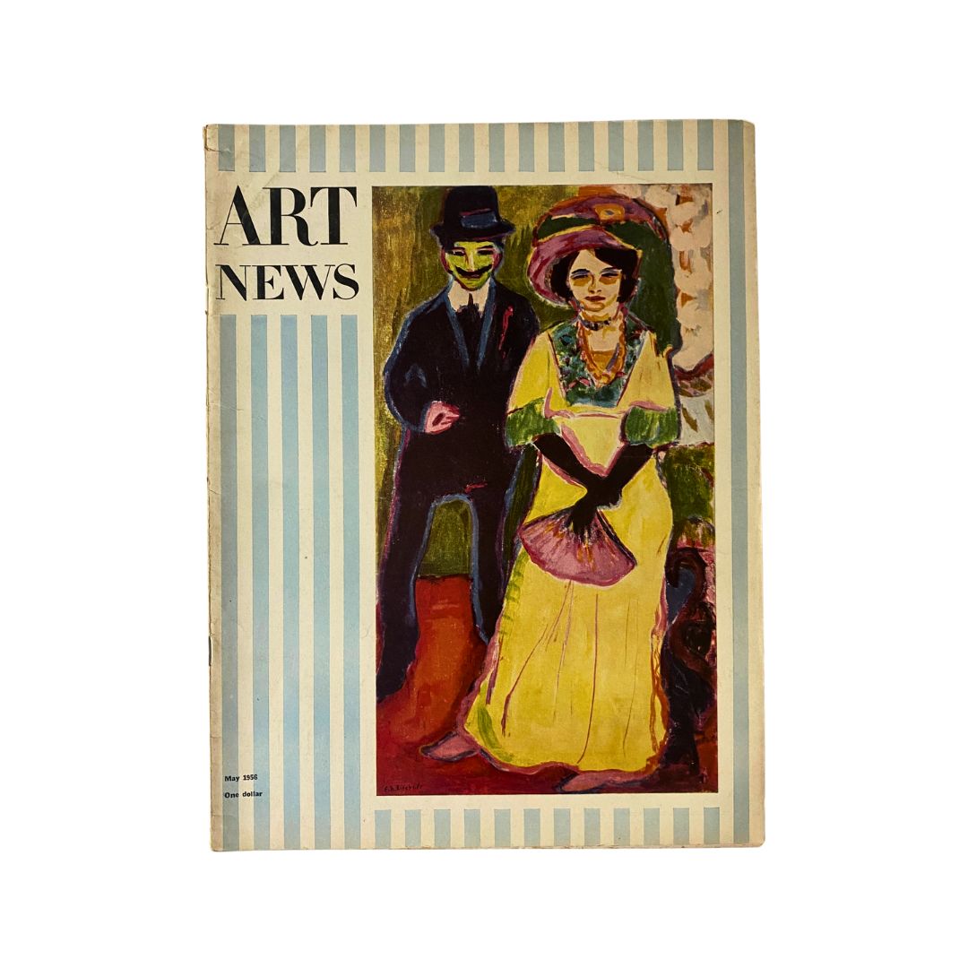 Cover of VTG Art News Magazine May 1956 featuring a painting by Ernst Ludwig Kirchner depicting Erich Heckel and his wife, showcasing mid-20th century art.