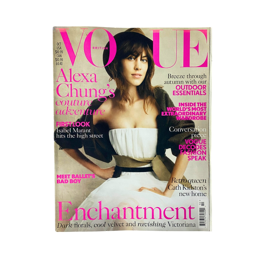 Vogue UK Magazine October 2013 featuring Emily Jane Johnston on the cover, showcasing a fashion-forward style with the headline 'Enchantment', highlighting dark florals and Victorian influences.
