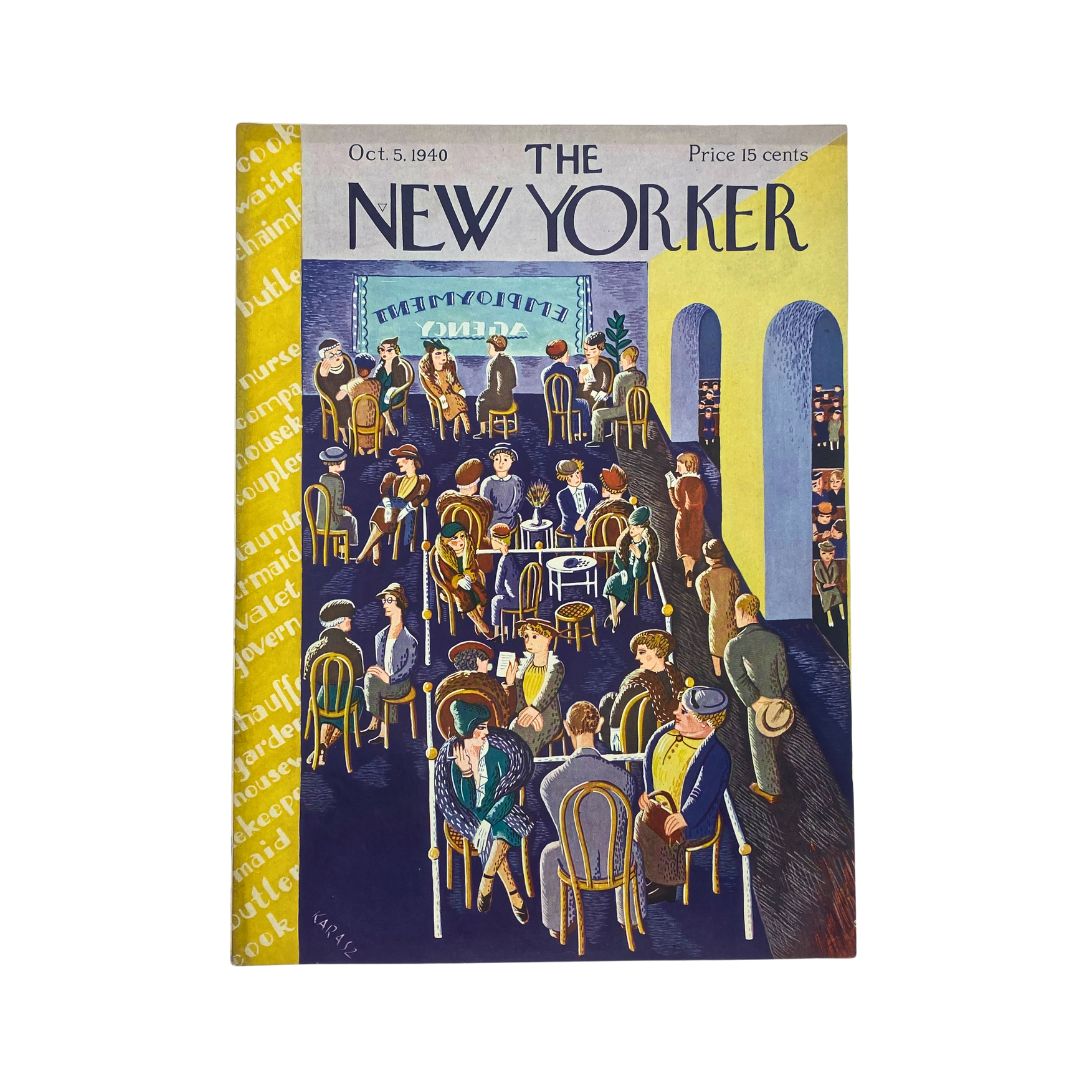 Cover of The New Yorker, October 5, 1940, featuring an illustration by Ilonka Karasz, VG condition