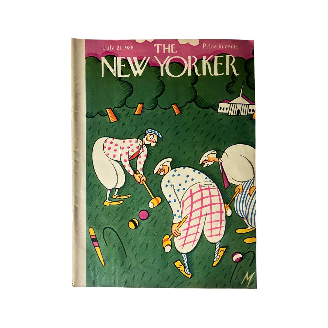 Cover of The New Yorker, July 21, 1928, featuring artwork by Julian de Miskey, in very good (VG) condition