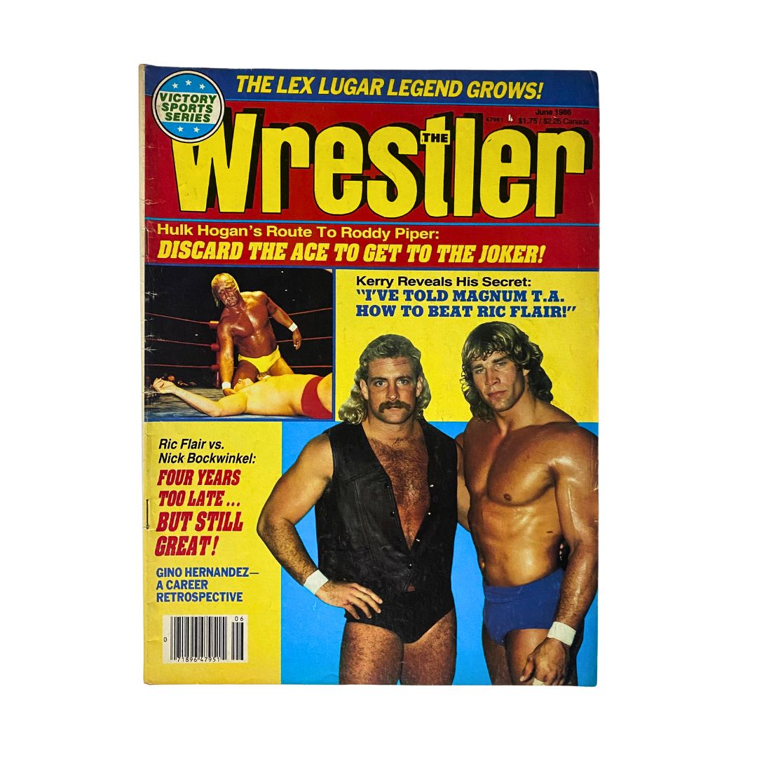 VTG The Wrestler Magazine June 1986 featuring Hulk Hogan and Ric Flair on the cover, showcasing the vibrant wrestling scene of the 1980s.