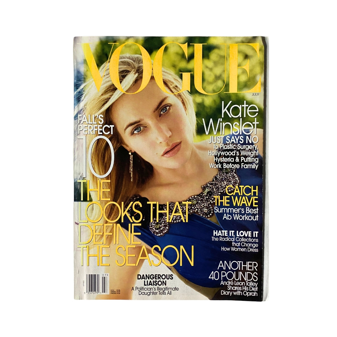Vogue Magazine July 2005 cover featuring actress Kate Winslet, promoting fall fashion and looks that define the season.