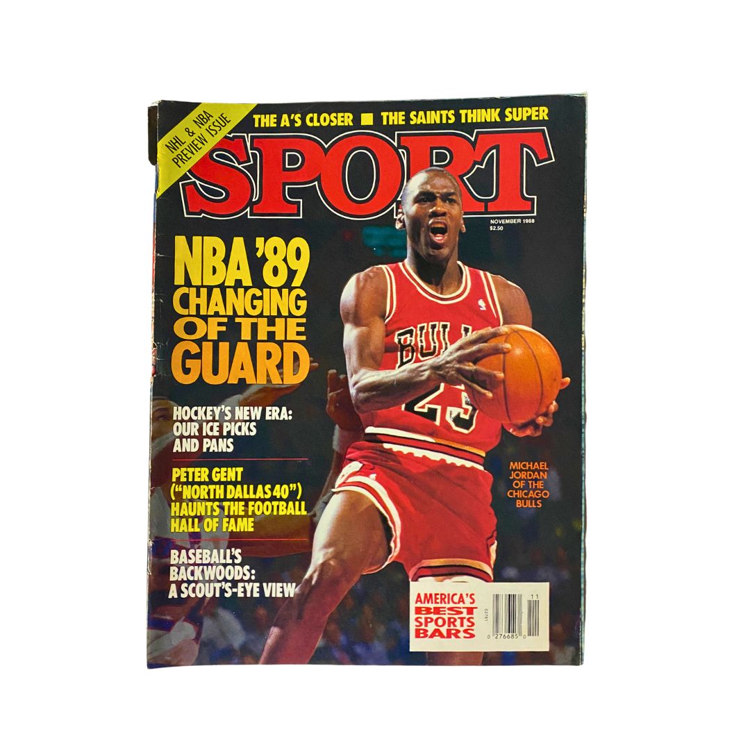 Cover of VTG Sport Magazine November 1988 featuring Michael Jordan of Chicago Bulls, showcasing NBA '89 Changing of the Guard theme.