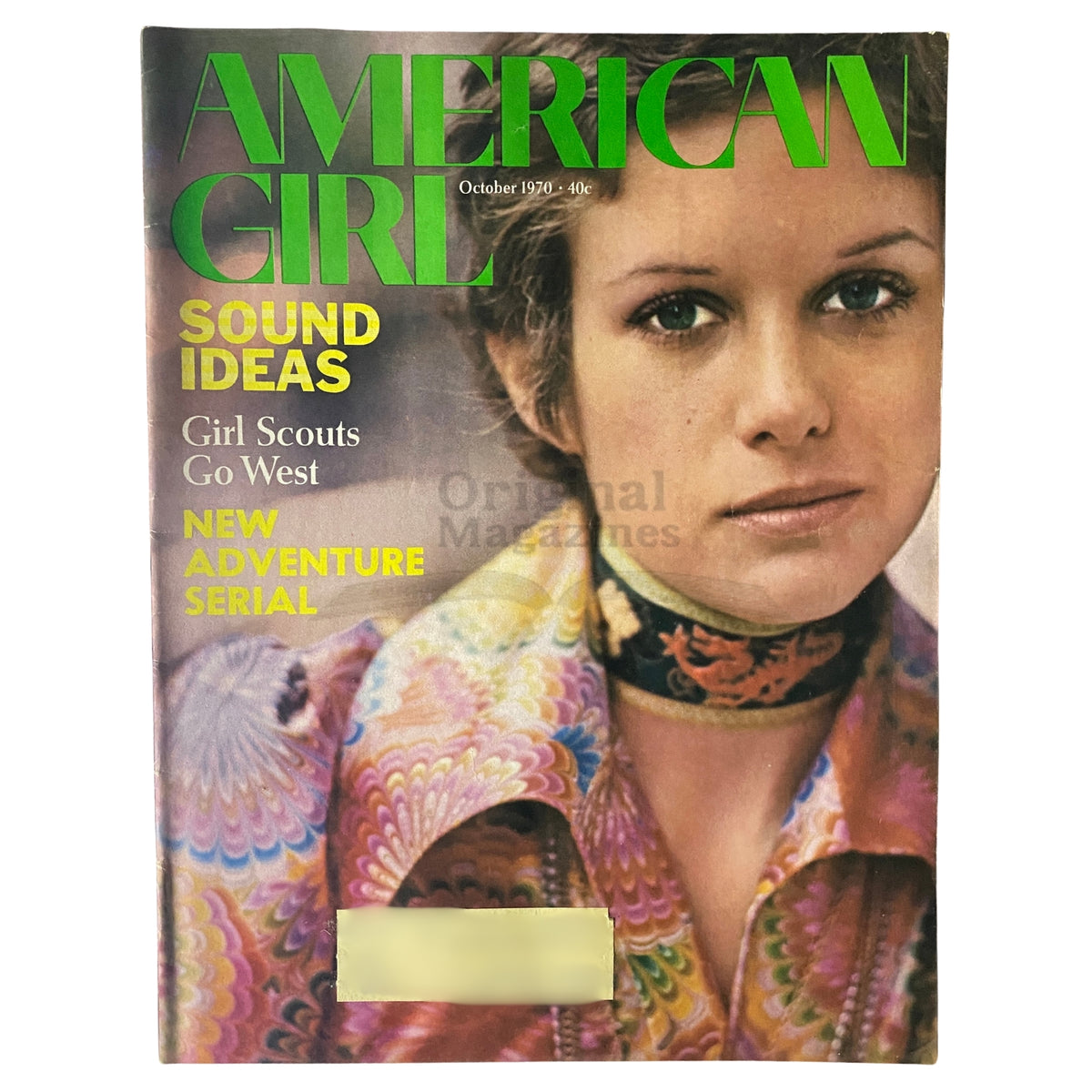 Cover of American Girl Magazine October 1970 featuring a girl with stylish clothing and the headline 'Sound Ideas'. This vintage magazine showcases stories and articles relevant to young girls of the 1970s.
