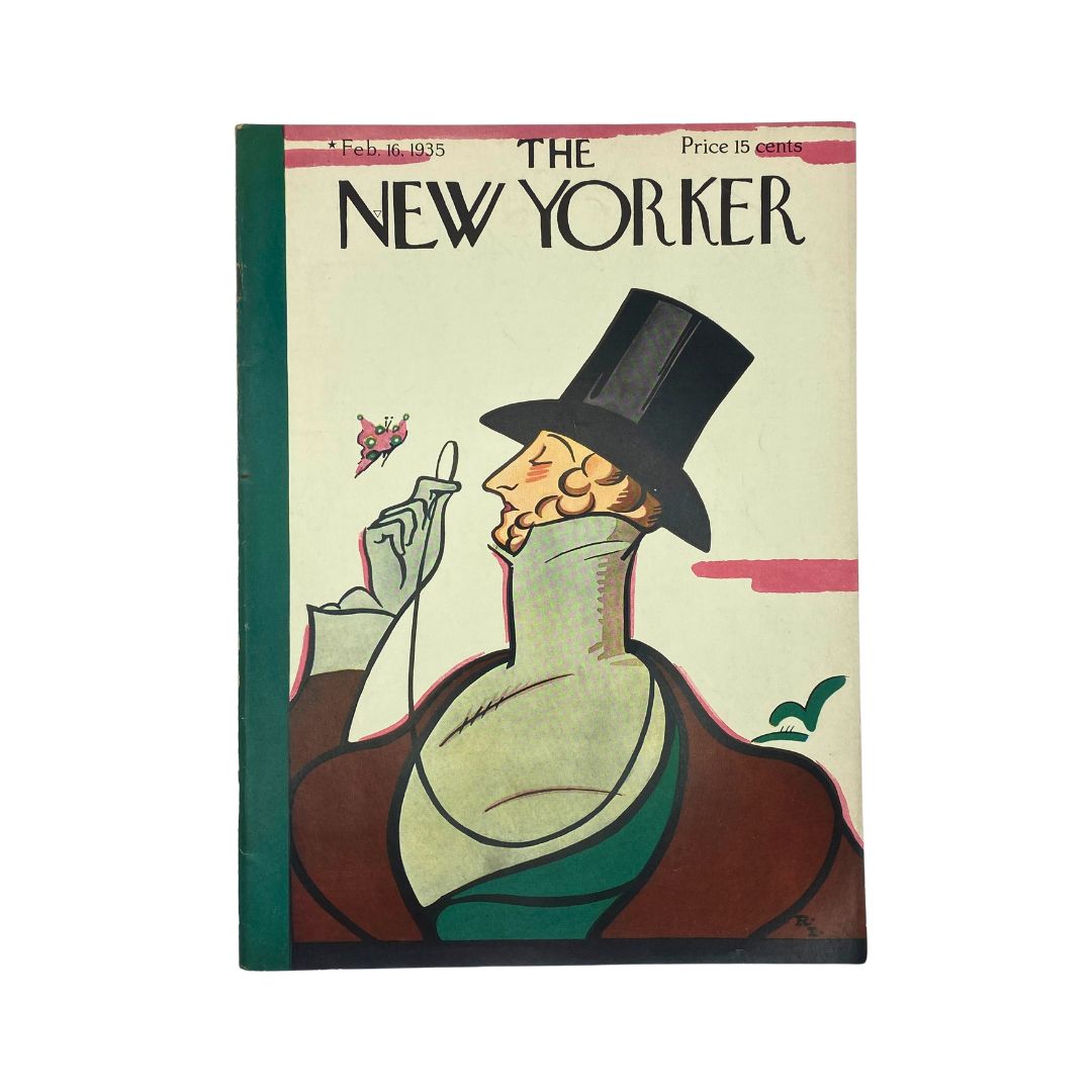 Cover of The New Yorker, February 16, 1935, featuring artwork by Rea Irvin, in very good (VG) condition