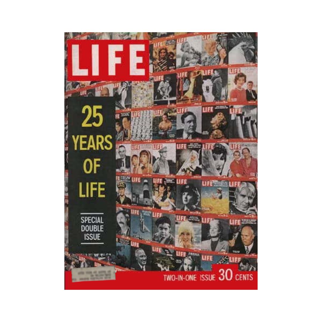 Cover of VTG Life Magazine December 26, 1960, celebrating 25 Years of LIFE with a special double issue showcasing iconic photography and historical figures.