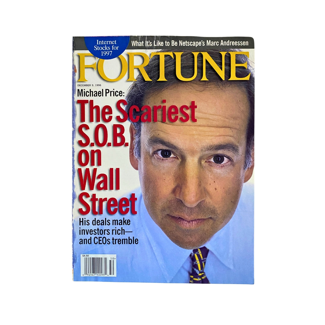 Fortune Magazine cover from December 9, 1996 featuring Michael Price titled 'The Scariest S.O.B. on Wall Street' highlighting his influence in the financial sector.