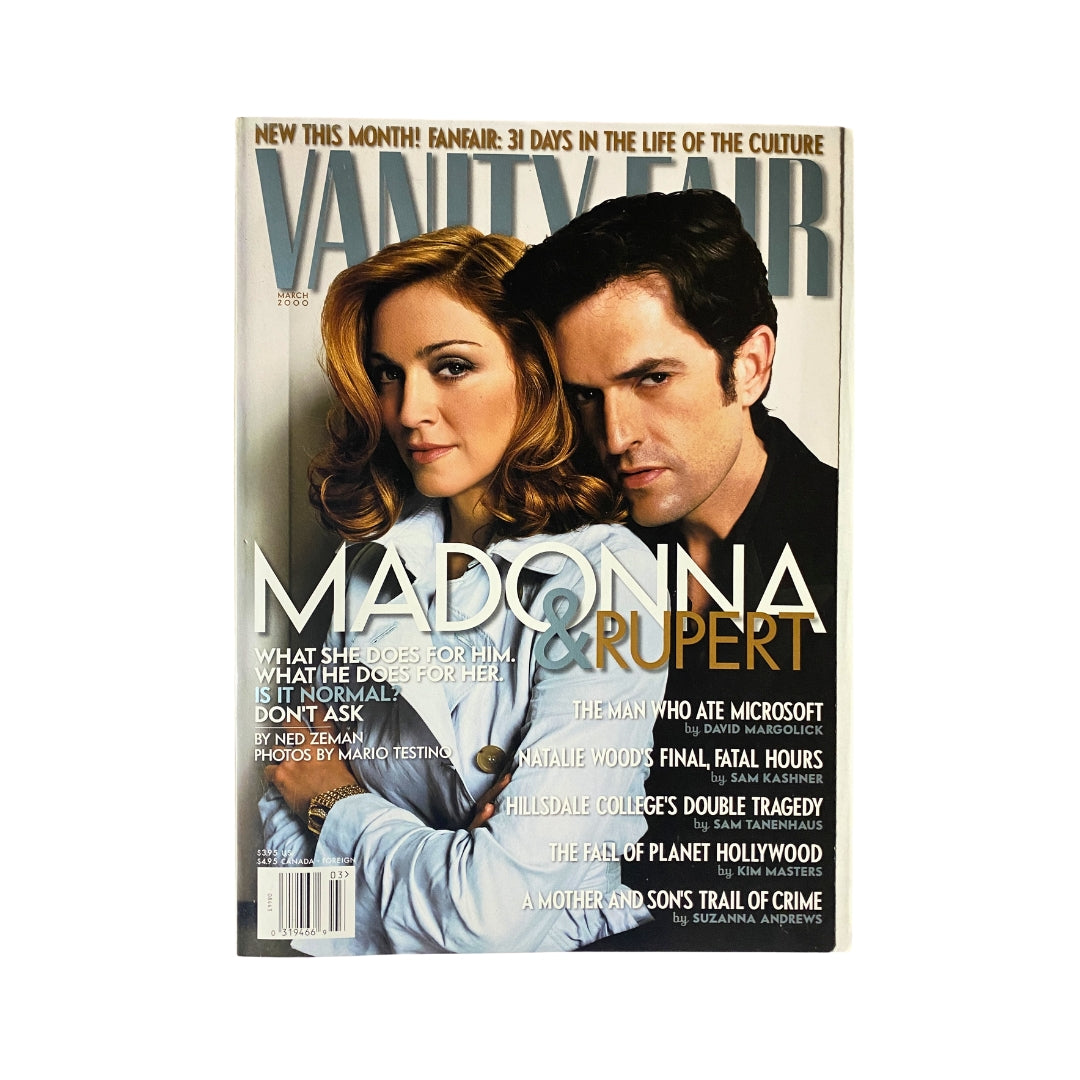 Vanity Fair Magazine March 2000 cover featuring Madonna and Rupert Everett, showcasing their iconic friendship and cultural significance.