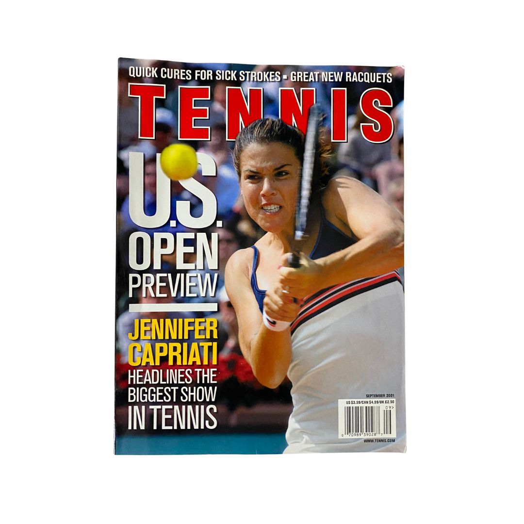 Cover of Tennis Magazine September 2001 featuring Jennifer Capriati, highlighting her prominent role in tennis during a pivotal time in her career.
