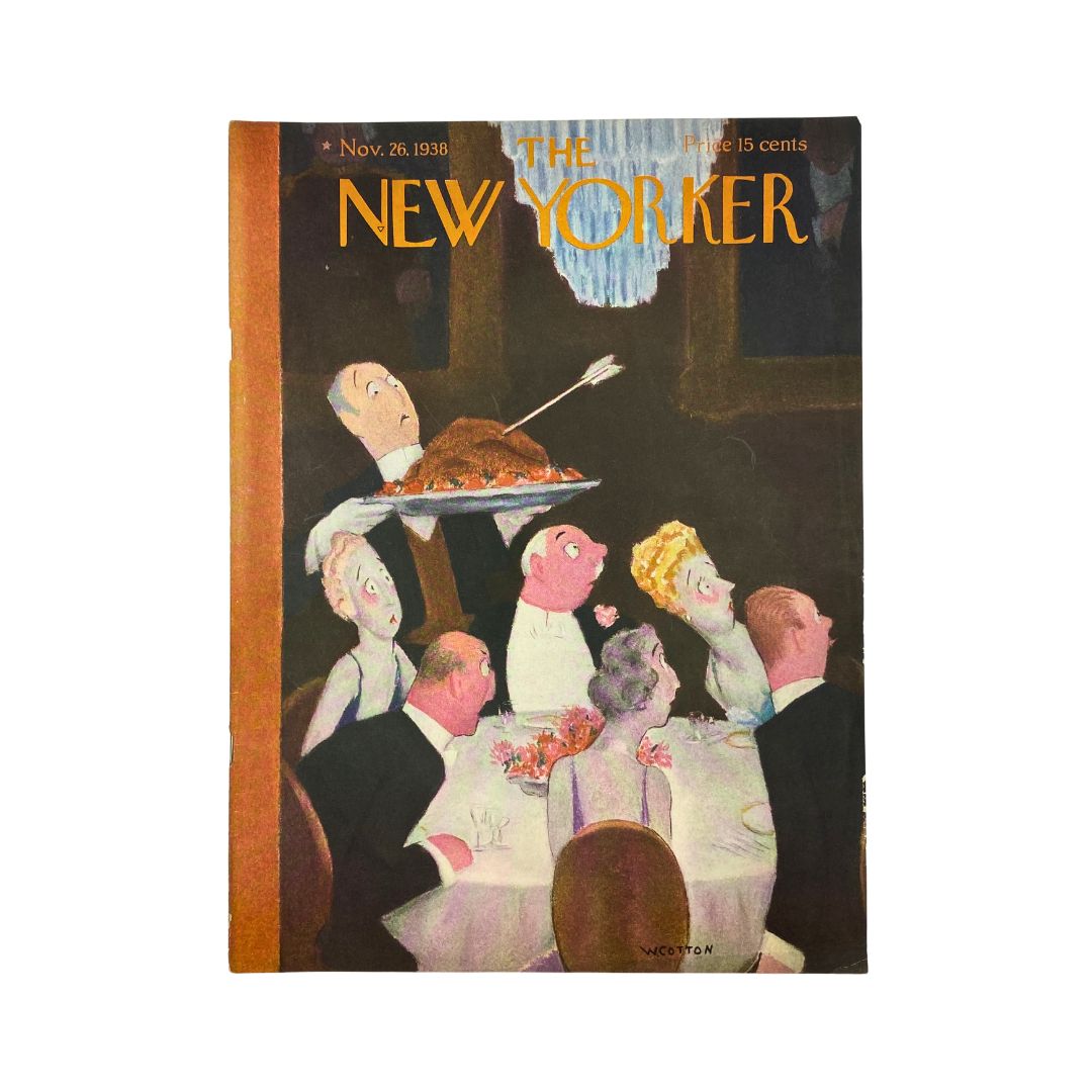 Cover of The New Yorker, November 26, 1938, featuring an illustration by William Cotton, VG condition
