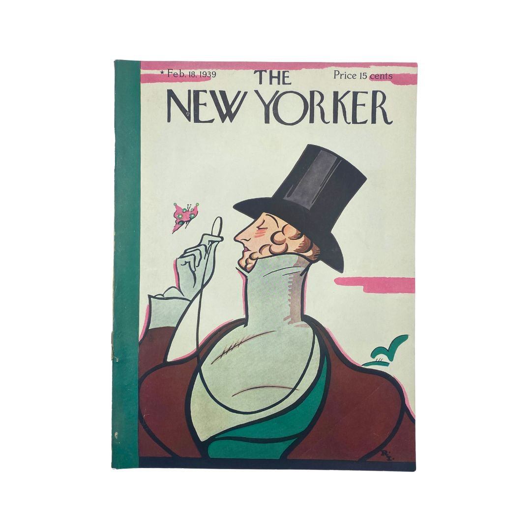 Cover of The New Yorker, February 18, 1939, featuring artwork by Rea Irvin, in very good (VG) condition