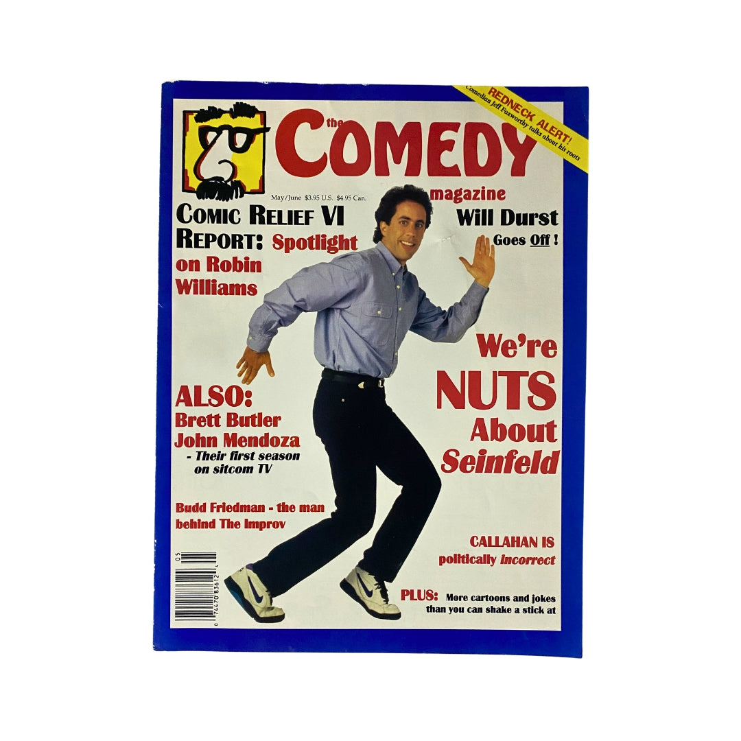 The Comedy Magazine May June 1994 featuring Jerry Seinfeld on the cover, highlighting various comedy topics and personalities of the 90s comedy scene.