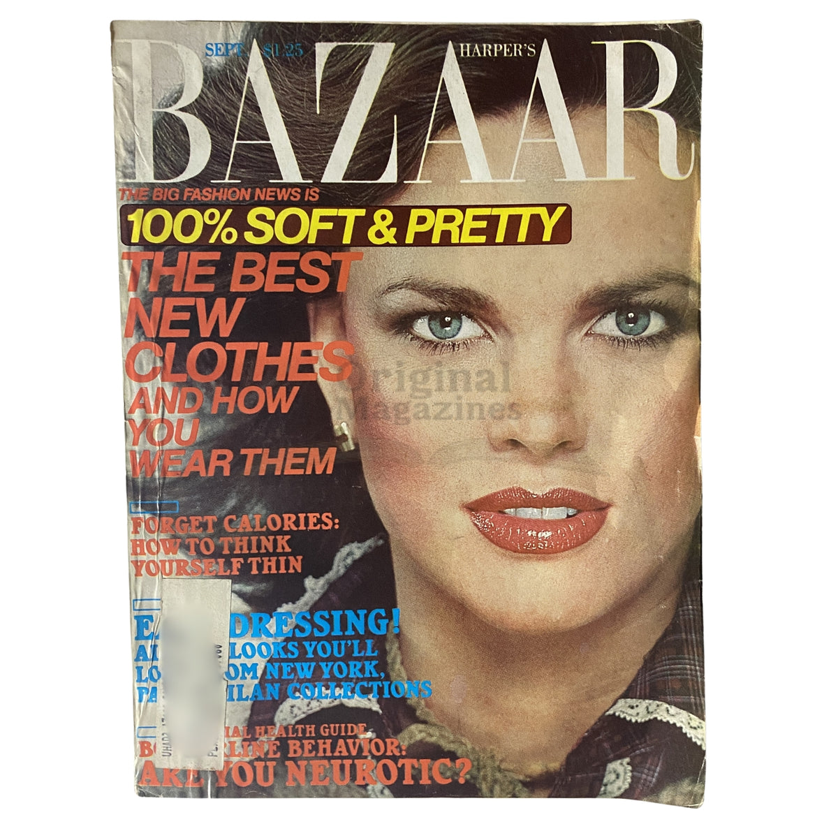 Cover of Harper's Bazaar Magazine, September 1977, featuring Lisa Taylor, showcasing fashion headlines and trends from the late 1970s.