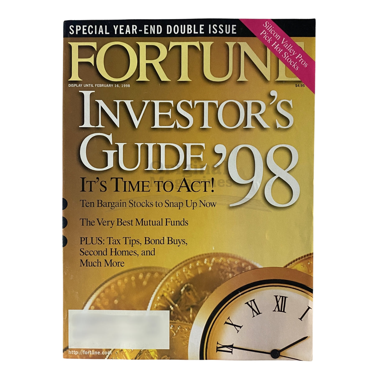 Cover of Fortune Magazine February 16, 1998 Investor's Guide '98 Special Issue featuring stock investment tips, mutual funds, and financial strategies.