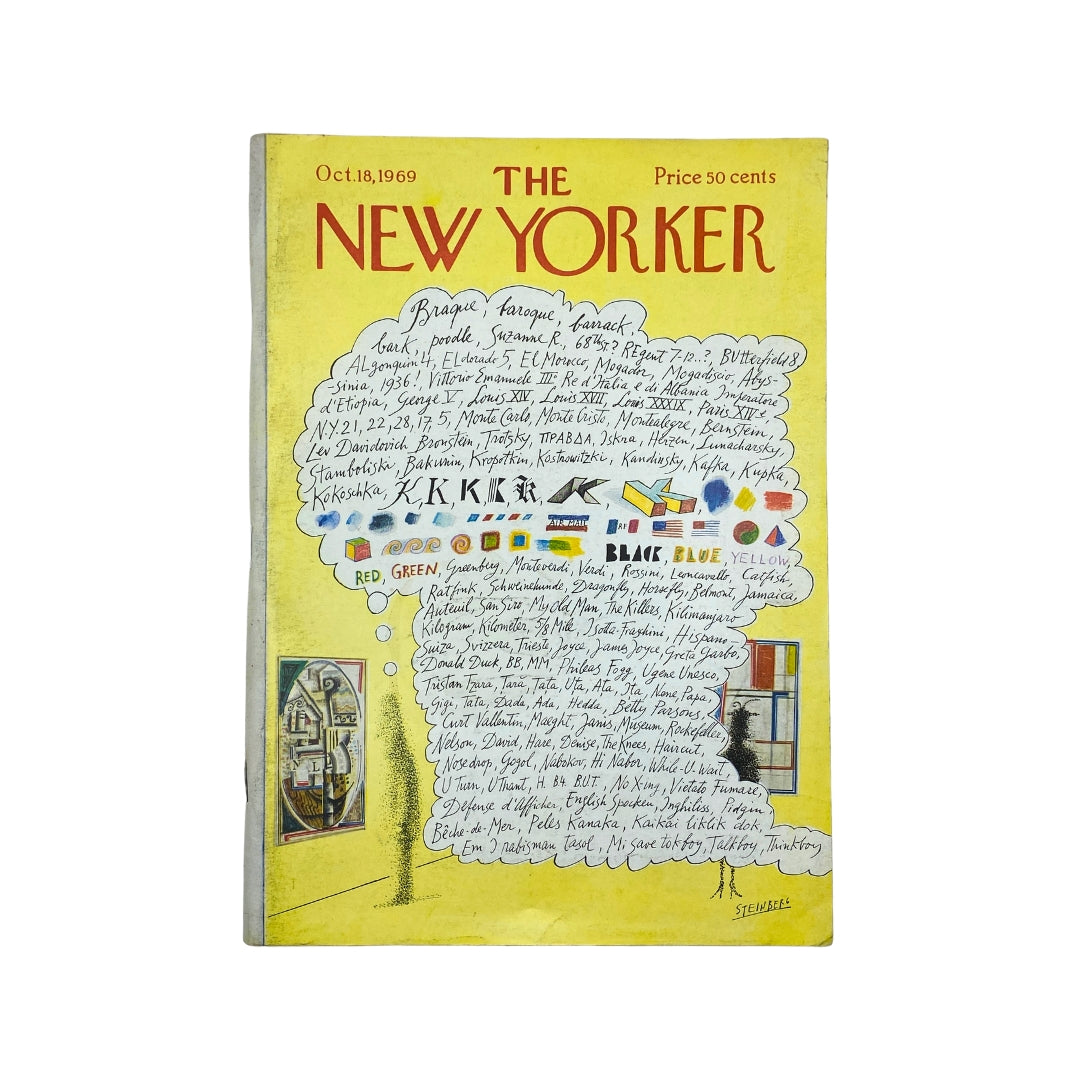 The New Yorker Complete Magazine October 18, 1969 Saul Steinberg Cover VG