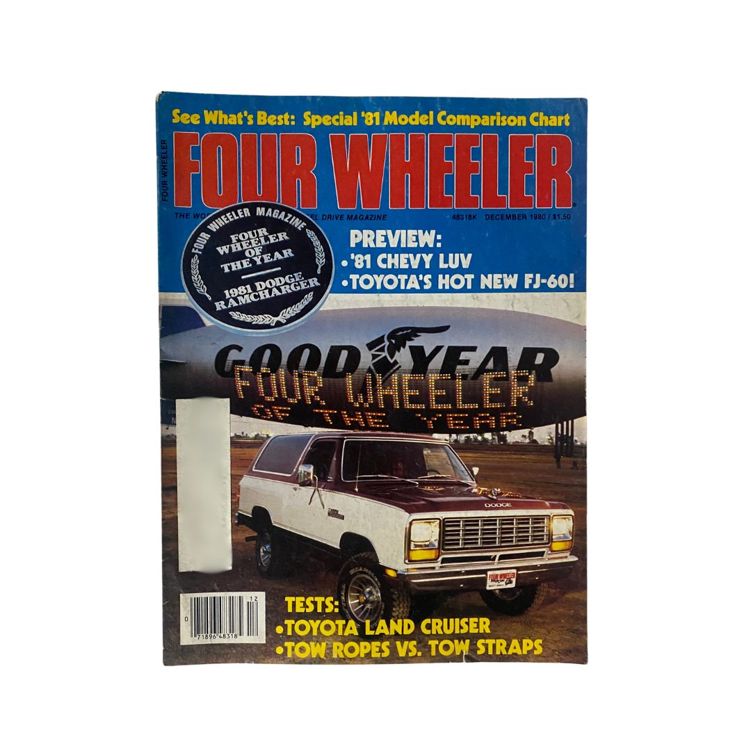 VTG Four Wheeler Magazine December 1980 featuring the 1981 Dodge Ramcharger on the cover. The magazine showcases off-road vehicles and automotive culture of the early 1980s.