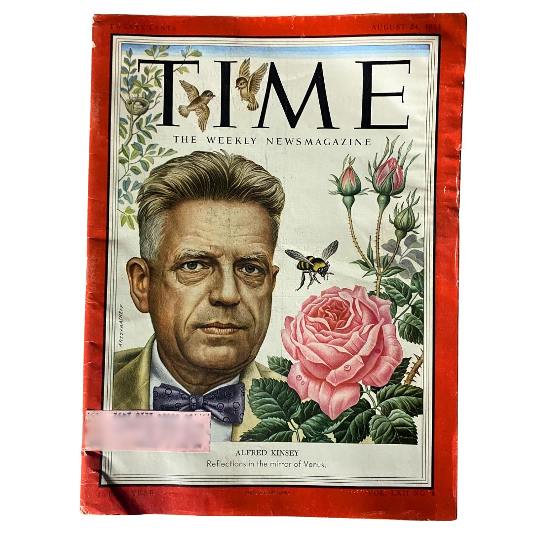 Cover of Time Magazine, August 24, 1953, Vol. 62, No. 8, featuring Alfred Kinsey
