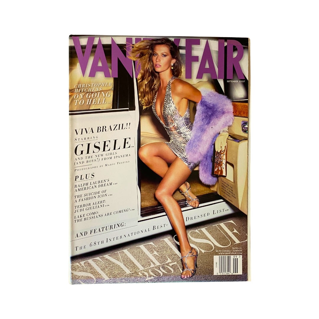 Vanity Fair Magazine September 2007 cover featuring supermodel Gisele Bündchen, showcasing high fashion and glamour in a vintage style.