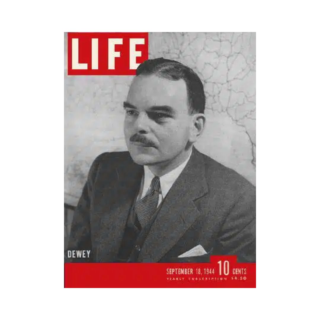 Vintage Life Magazine cover from September 18, 1944 featuring Governor Thomas E. Dewey, showcasing the historical significance of the era.