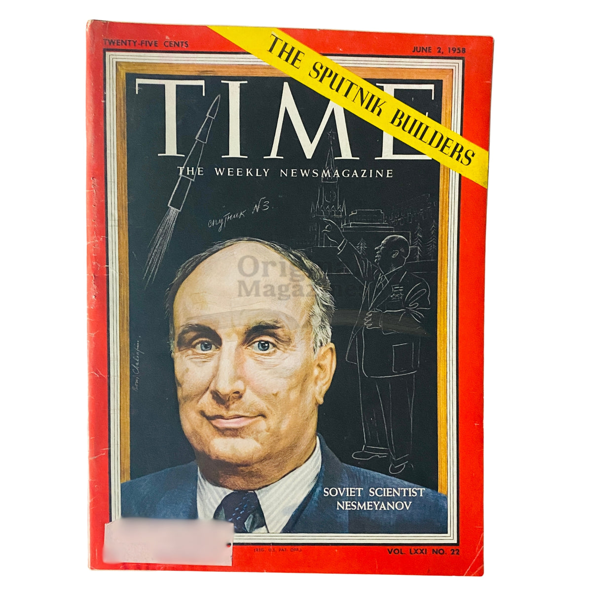 Time Magazine June 2 1958 Vol 71 No. 22 featuring Soviet Scientist Alexander Nesmeyanov on the cover, highlighting Cold War science and culture.