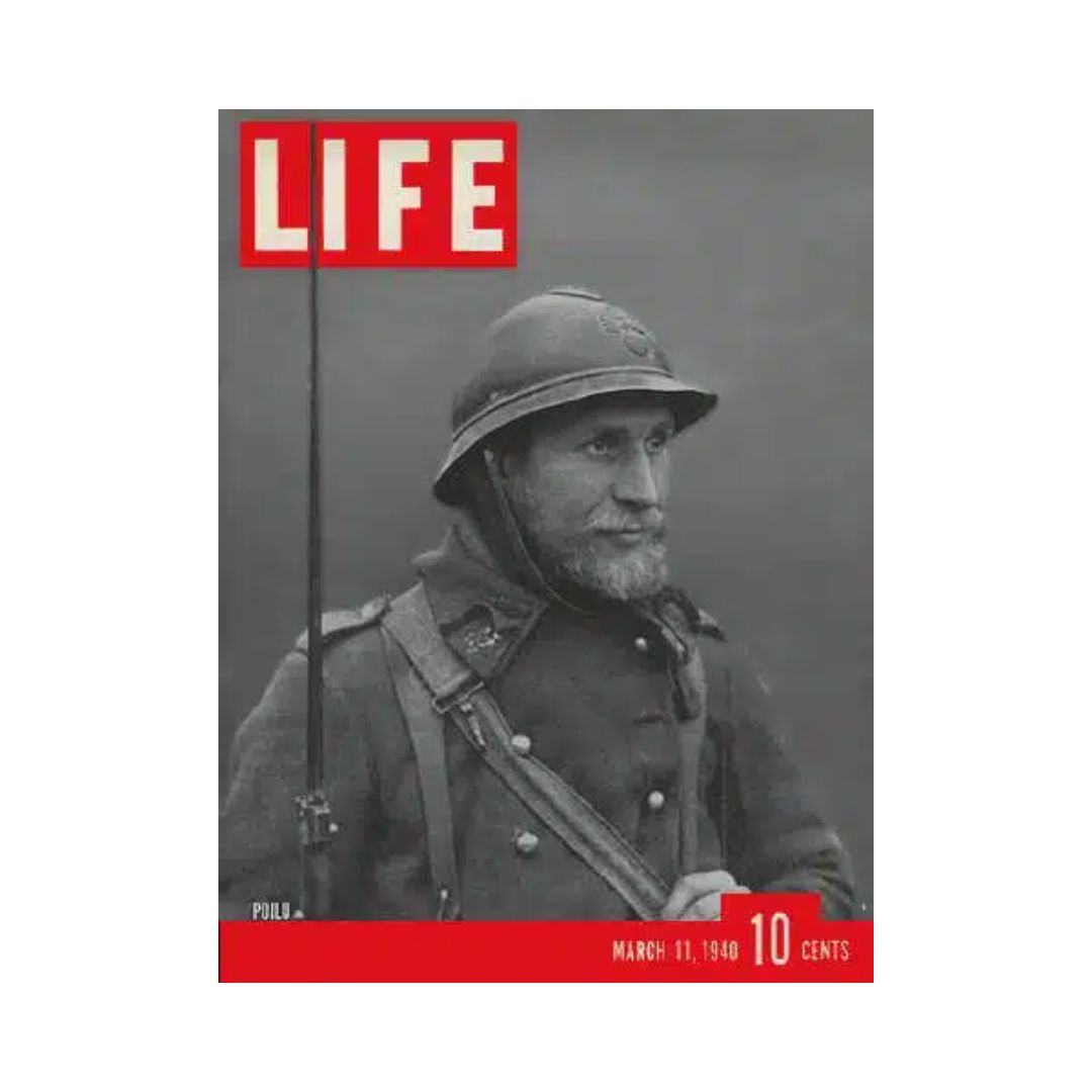 Cover of VTG Life Magazine from March 11, 1940 featuring a French sentry behind the Maginot Line.