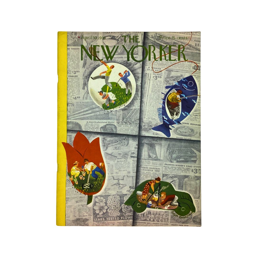 Cover of The New Yorker, April 30, 1938, featuring an illustration by Roger Duvoisin, VG condition