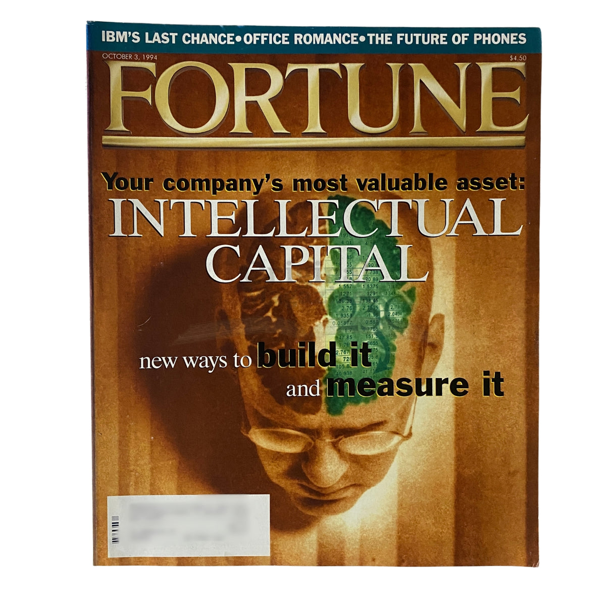 Cover of Fortune Magazine dated October 3, 1994, featuring the title 'Your company’s most valuable asset: Intellectual Capital' with a focus on business themes and innovative strategies.